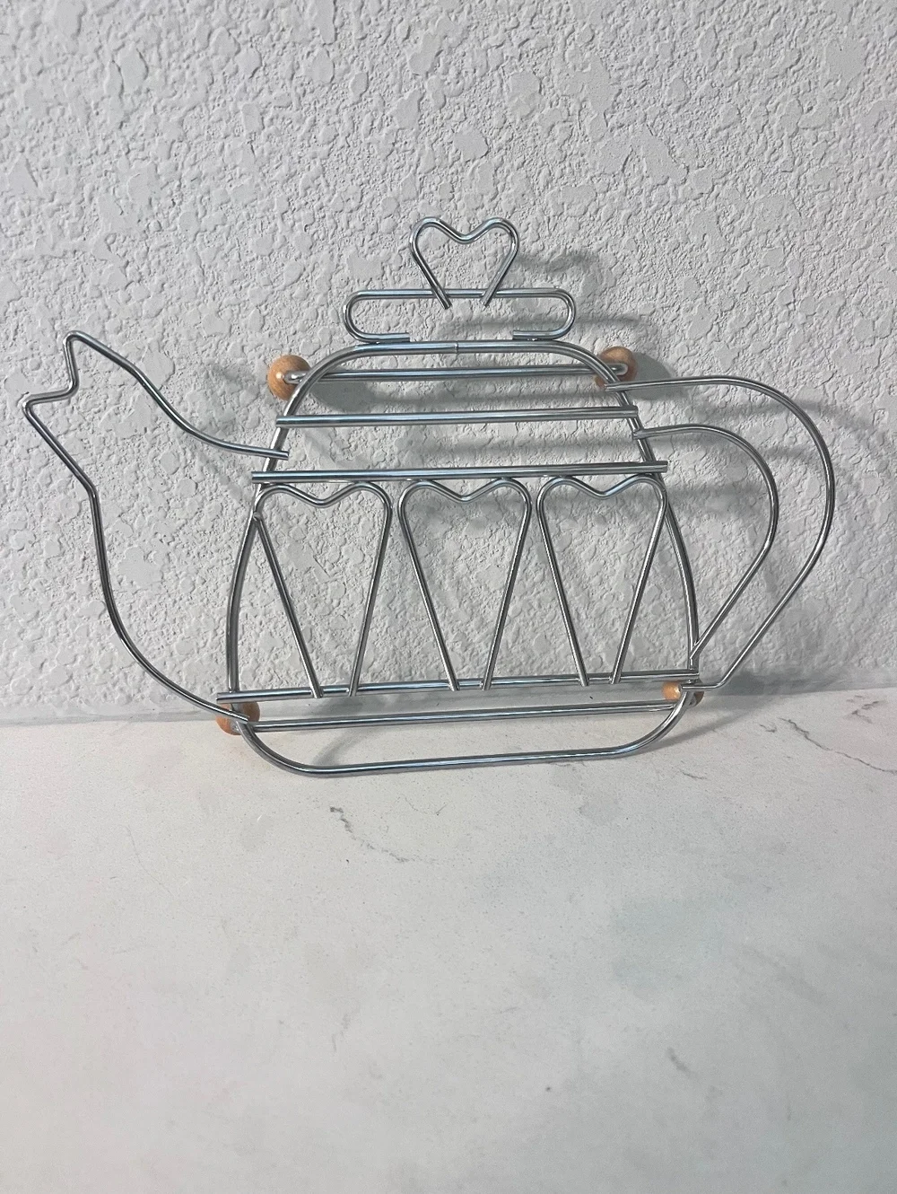 Yellow Ceramic Teapot w/ Stainless Lid, Teapot Trivet, Heart Tea Infuser SET